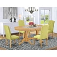 thumbnail image 3 of VAEN5-OAK-07 5 Pc Dining Room Set For 4- Table With Leaf And Four Parson Chair With Oak Leg And Linen Fabric Limelight, 3 of 3
