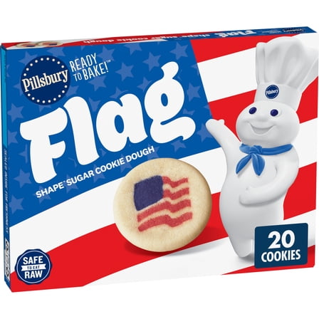 Pillsbury Ready to Bake! Flag Shape Cookie Dough, Watch Party Snacks, 20 Cookies, 9.1 oz