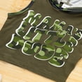 thumbnail image 4 of Zehjuhan Toddler Baby Boy Outfits Sleeveless Letter Print Hoodie Sweatshirt Top Camouflage Short Pants 2Pcs Army Green，6-9M, 4 of 7