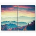 thumbnail image 3 of PixonSign Canvas Print Wall Art Set Neon Mountain Range Silhouette Nature Wilderness Photography Realism Contemporary Landscape Colorful Multicolor Ultra for Living Room, Bedroom, Office - 24"x36"x2, 3 of 5