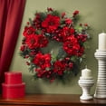 thumbnail image 2 of Nearly Natural 4660 24" Poinsettia Wreath Red (4660), 2 of 4