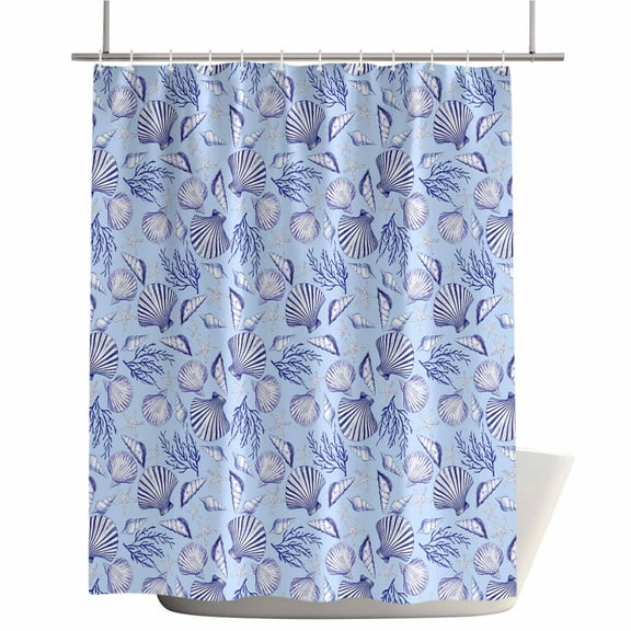 Shower Curtains for Bathroom-72"x72",Summer Ocean Coral Starfish Conch Waterproof Bath Curtain Grommet Shower Curtain Set with Hooks,Seamless Marine Life on Blue Washable Bath Accessories