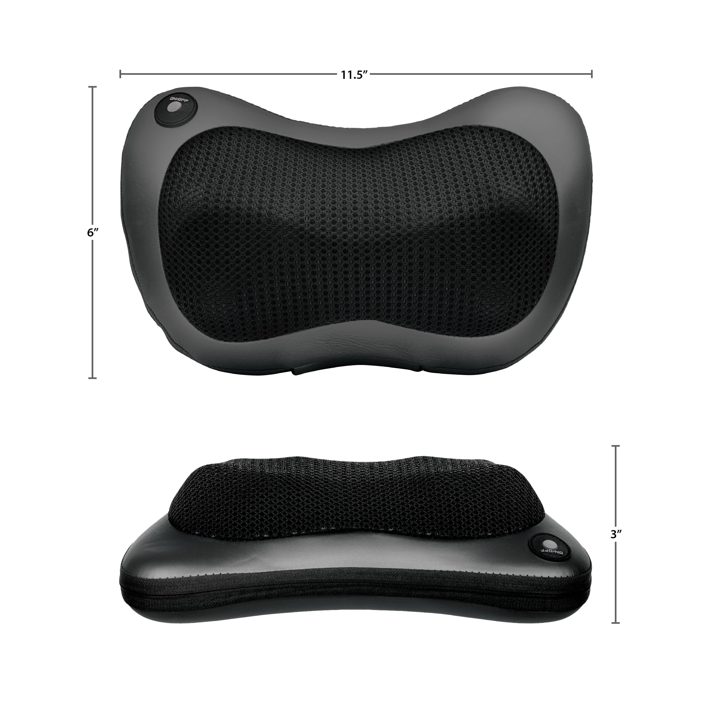 FlexWorks Shiatsu Pillow Massager for Neck, Shoulder, and Back with InfraRed Heat, Black