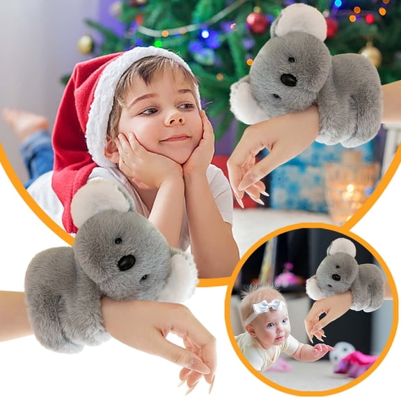 Koala Stuffed Animal Slap Bracelet Fluffy Jungle Animal Snap Bracelets 7.87 Inch Cute Bracelet Wrist Wearable Wild Animal Stuffed Plush Band Toy for Boys Girls Accessory Family(Koala)
