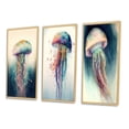 thumbnail image 3 of Designart "Colorful Deepsea Jellyfish Display I" Animal Fish Framed Wall Art Set Of 3 - Blue Fish Frame Canvas Set For Living Room Decor, 3 of 6