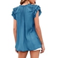 thumbnail image 2 of Sunloudy, camisetas de manga con volantes para mujer, camisetas informales de vendaje sueltas de verano de Color sólido, blusa, ropa de calle Sunloudy  moda, 2 of 4