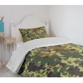 thumbnail image 4 of Ambesonne Camo Quilted Bedspread Set 2 Pcs, Classic Germany Pattern, Twin Size, Green Brown Dark Green, 4 of 6
