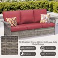 thumbnail image 6 of Yeahumalia 6-Piece Outdoor Patio Furniture Set, 2pcs High-Back Wicker Swivel Rocker and 3-Seater Sofa with 2pcs Ottomans, All-Weather Conversation Set for Porch, Bistro, Deck (Red)​, 6 of 13