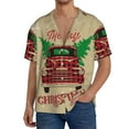 thumbnail image 7 of Lsque Christmas Vintage Red Truck print Men's Cuban Collar Short Sleeve Shirt Summer Beachwear Casual Button Down Fashionable Vacation Leisure Shirt-X-Large, 7 of 7