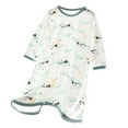 thumbnail image 1 of Birdeem Romper for Baby Girls Child Summer Home Thin Round Neck Long Sleeve Button Printed Nightgown Split Leg Rompers, 1 of 1