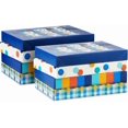 thumbnail image 4 of Designed Shirt Boxes with Lids (8 Boxes: 2 Each of Orange and Blue Stripes, Plaid, Dots, Happy Birthday) for Birthdays, Father's Day, Graduations, 4 of 4