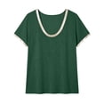 thumbnail image 4 of Tqcoqu Women's Metallic Trim T Shirt V Neck Short Sleeve Tee Casual Summer Tops,Green,Women's S-XXL, 4 of 7