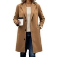 thumbnail image 2 of Otntypg Womens Peacoat Notched Lapel Collar Single-Breasted Trench Coats Loose Casual Thicken Wool Long Work Business Jacket 2025 Fall Winter Outerwear with Pockets Coffee XL, 2 of 8