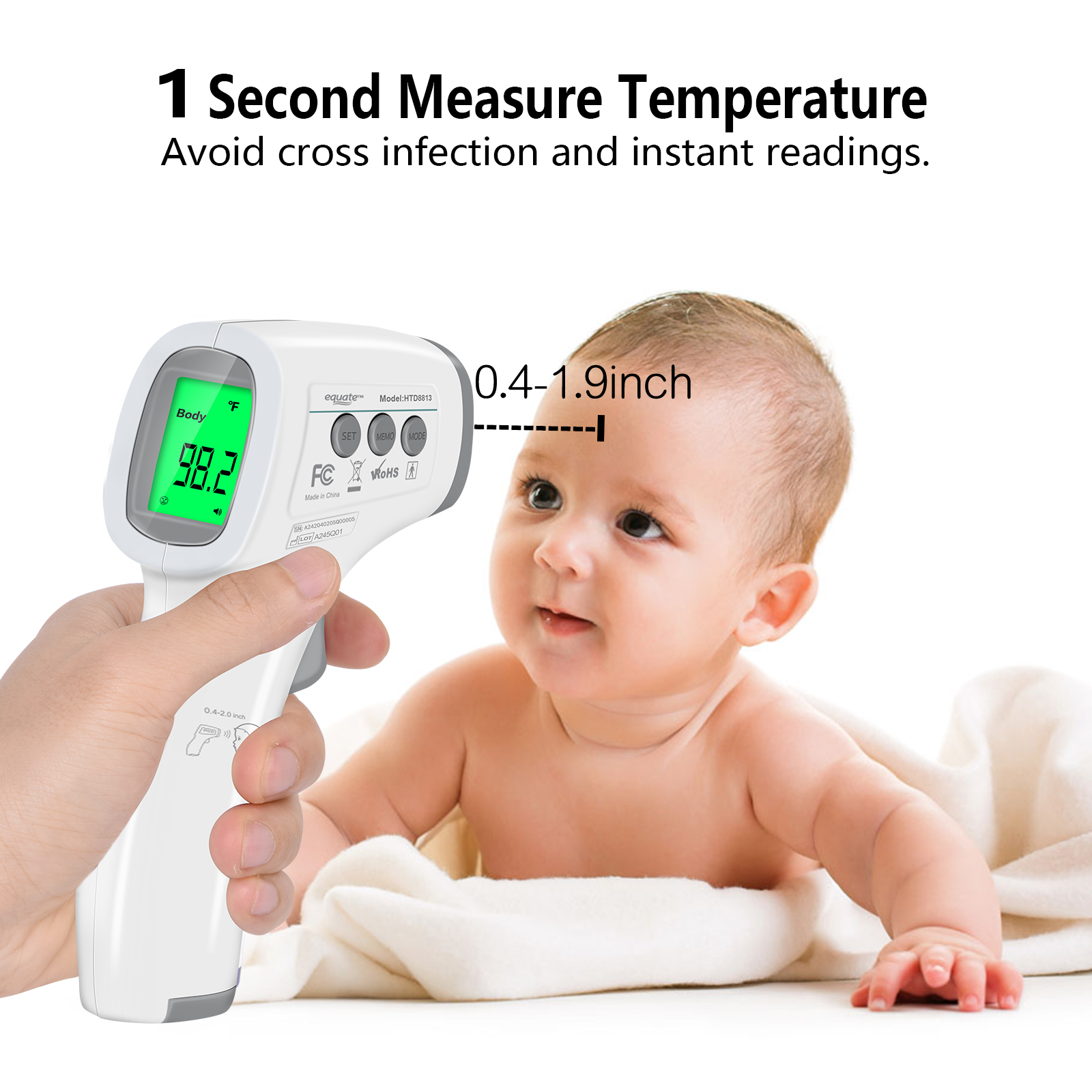 Equate Infrared No Touch Forehead Thermometer, 1-Second photo 8