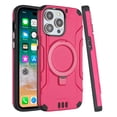 thumbnail image 3 of For Apple iPhone 15 Pro Max (6.7") Brushed Armor Rugged Hybrid with Invisible Magnetic Circle Kickstand Shockproof PC Protective Cover ,Xpm Phone Case [ Hot Pink ], 3 of 6