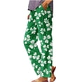 thumbnail image 3 of lcziwo on Sale Clearance, Plus Size Linen Pants for Women 2025 St Patricks Day Shamrock Clover Print Straight Pants Casual Elastic Waist Loose Fit Beach Pants with Pockets Green 3XL, 3 of 6