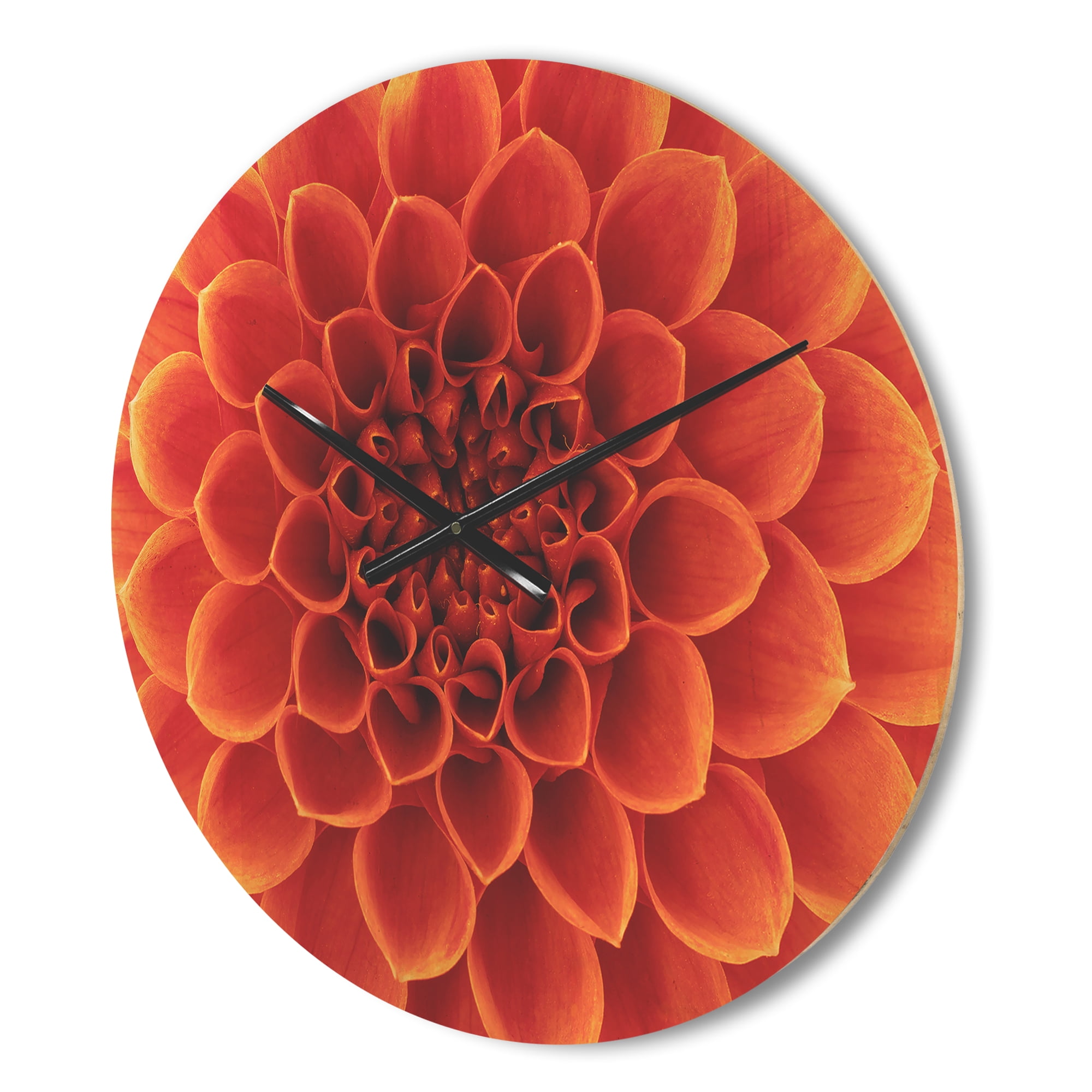Designart 'Dense Petals With Brown Flower' Modern Wood Wall Clock