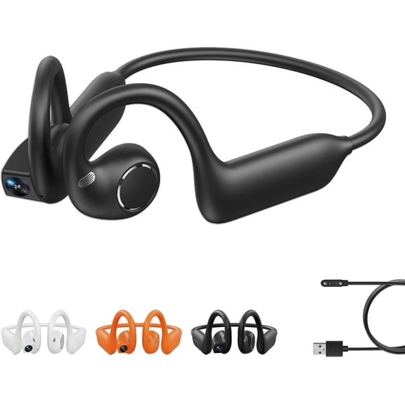8MP Smart Camera Open-Ear Headset, E12 Bone Conduction Headphones,Hands-Free Pov Camera, AI Translation & Smart Conversation, Bluetooth 5.4 Wireless Earphones with APP for Running Cycling