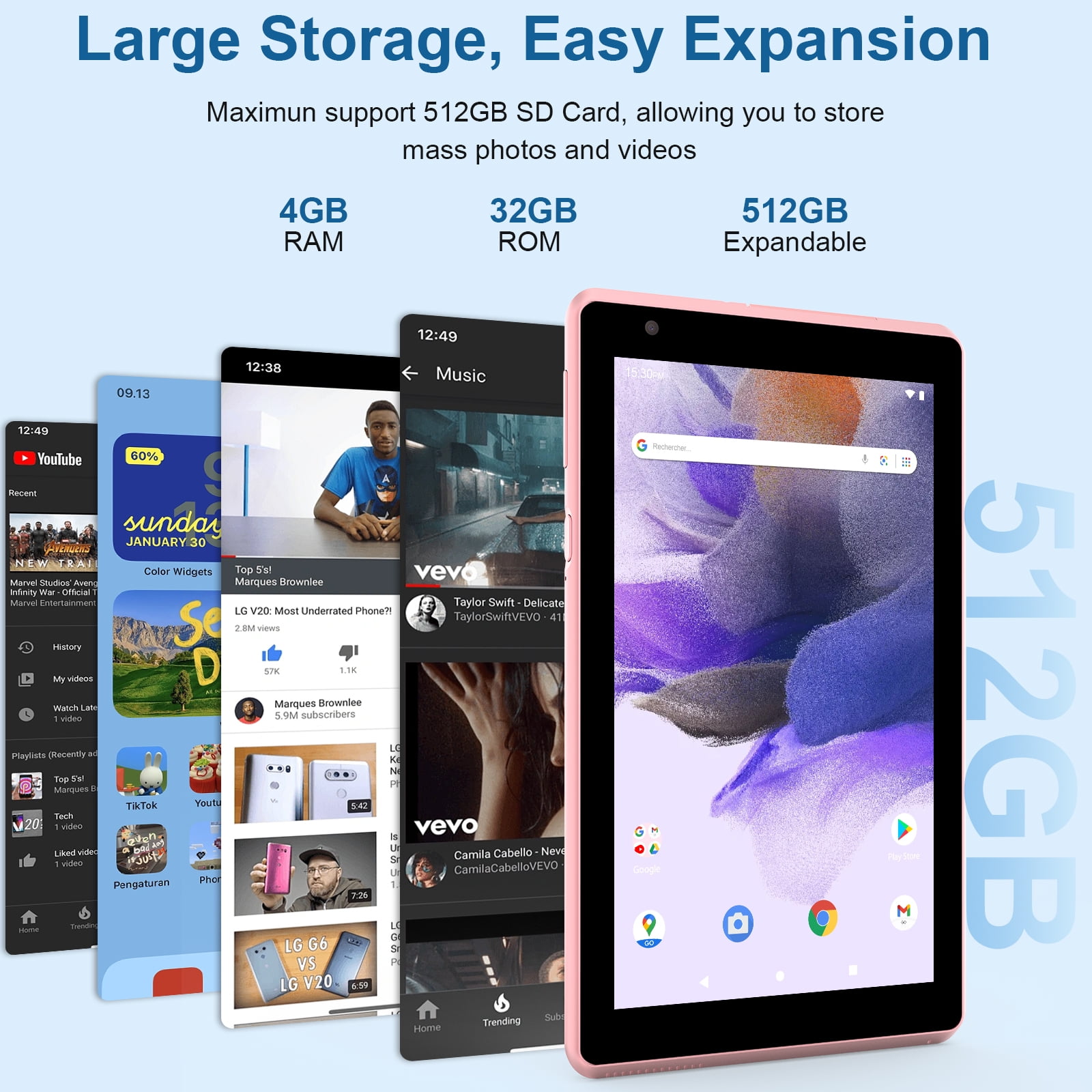 RUIQIAI Tablet 7 inch Android 12 Tablet, 4GB+32GB ROM(1TB Expand), Tablet for Kids, Quad-Core, 2.4G WiFi Tab