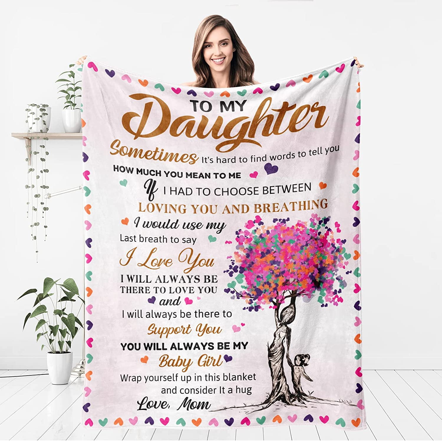Daughter Gift from Mom, Daughter Gifts Blanket, Happy Birthday Gifts