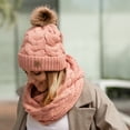 thumbnail image 4 of Lelaffet Women Hat Scarf Set Pom Beanie Girls Cute Winter Ski Hat Slouchy Knit Cap with Fleece Lined Pink, 4 of 6