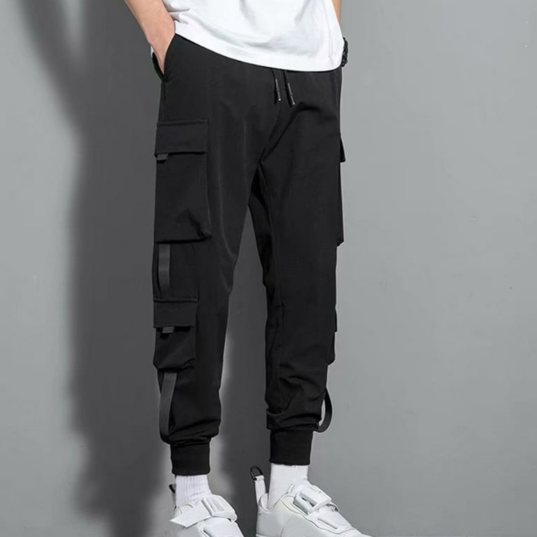 Chiccall Black Cargo Pants for Men , Casual Trousers Regular Fit