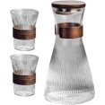 thumbnail image 1 of Hot & Cold Water Pitcher with Walnut Lid, Glass Tea Pitcher for Fridge, Cold Brew Jug for Juice & Fruit Infused Water, Includes Cups, Kitchen Essential(RL 1 Set), 1 of 5