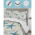 thumbnail image 3 of Full Size Quilt Bedding Set, Ocean Blue Starfish Reversible Summer Quilt 3 Pieces, Summer Coastal Beach Vintage Lightweight Bedspreads Coverlets with 2 Pillow Shams for All Seasons, 3 of 5