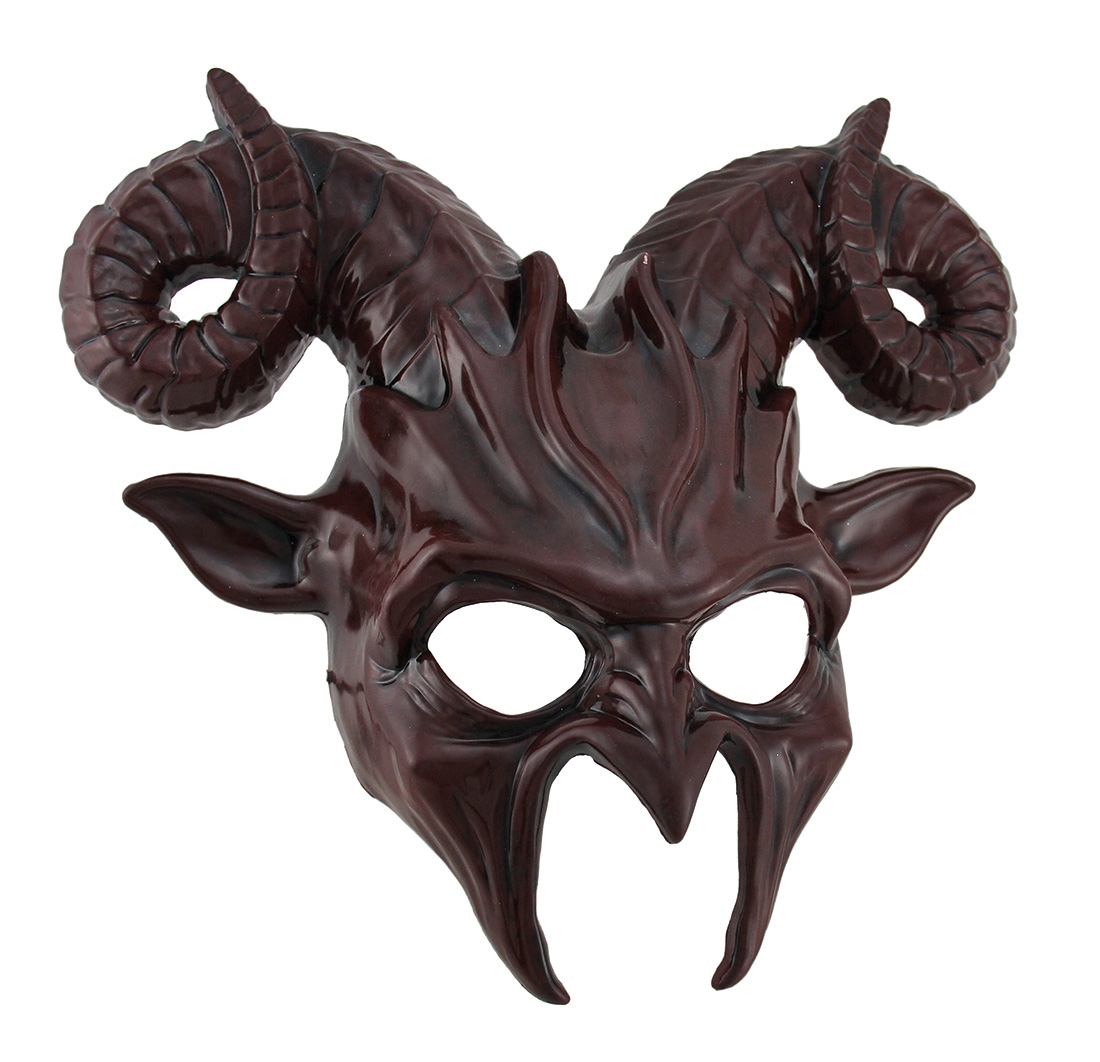 Red Ram Horns Demon Goat Man Half Face Costume Mask Halloween | Walmart ...