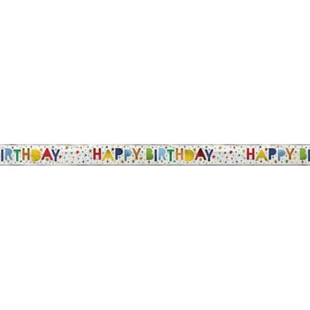 Way to Celebrate! Fringe Foil Bright Stars Birthday Banner, 12ft