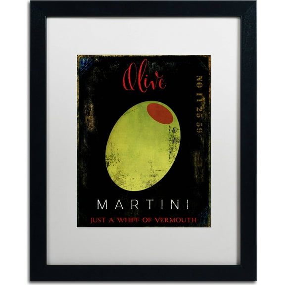Trademark Fine Art "Olive Martini I" Canvas Art by Color Bakery, White Matte, Black Frame