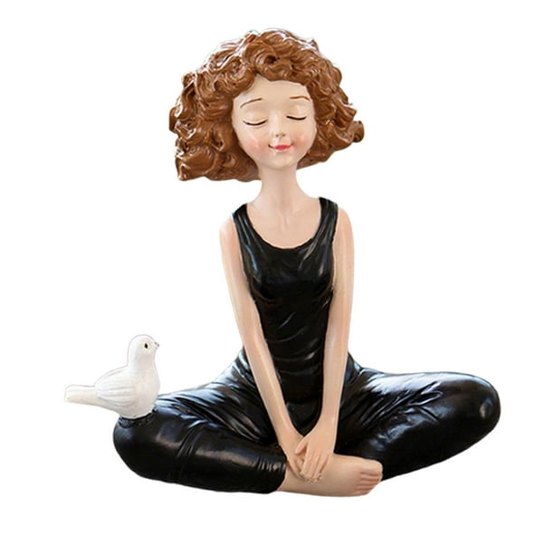 Estatua de niña de resina, pintada a mano, elegante, estatua de una dama, mujer, decoración del hogar, figura de meditación para mueble de TV,