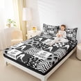 thumbnail image 4 of Homewish Hockey Sport Gamer Full Size Sheets,Wave Stripes Line Bed Sheets,Gray Black Checkered Sheet Sets For Kids,Luxury Bedroom Decor,4pcs, 4 of 7