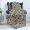 thumbnail image 4 of Moroccan Soft Flannel Fleece Blanket, Continuous Traditional Floral Inspired Simplistic Lines Illustration, Cozy Plush for Indoor and Outdoor Use, 70" x 90", Ivory and Charcoal Grey, by Ambesonne, 4 of 5