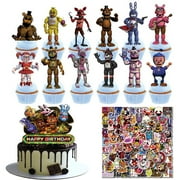 25pcs Nights Freddy Cake Decorations Cupcake Decorations 100pcs Five Nights Stickers for Freddy's Theme Birthday Party Decor