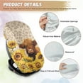 thumbnail image 5 of KUIFORTI Car Seat Sun Shade Cover Sunflower Highland Cow Car Seat Cover Baby Travel Accessories Blocks Out Heat & Sun, Keep Your Baby's Carseat at a Cooler Temperature, 5 of 7