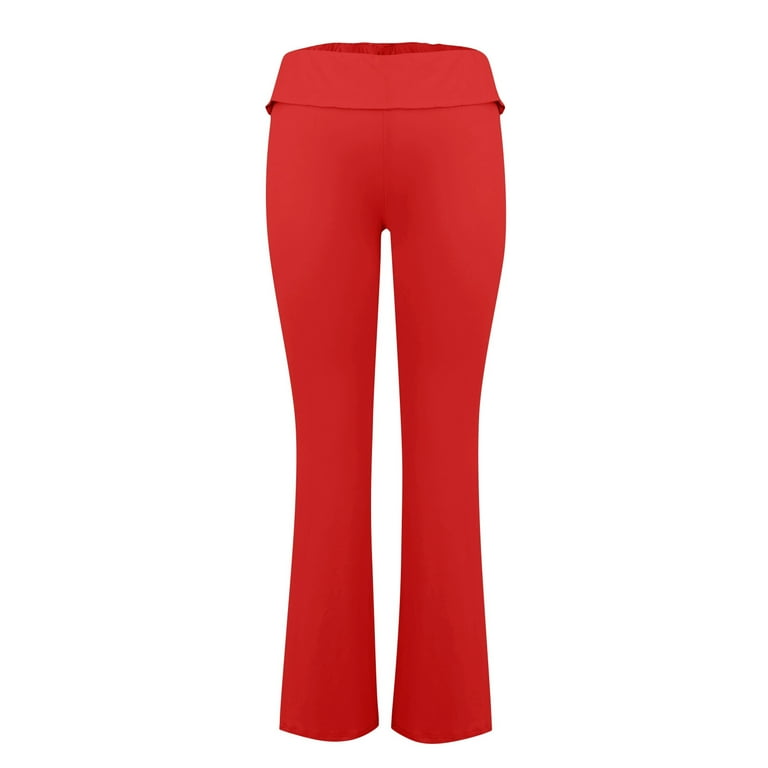 IYYVV Long Flare Yoga Pants for Women Tall Fold Over Waist