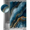 thumbnail image 3 of Abstract Marble Shower Curtain Set ，Waterproof Fabric Shower Curtains Dark Blue Gradient Gold Crack Texture Art Shower Curtains for Bathroom,Bathroom Decor 72"x84", 3 of 6