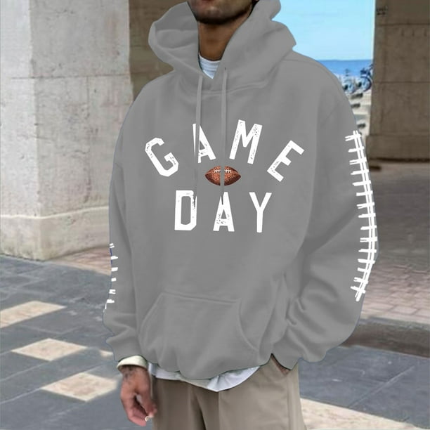 MHFRRA Sudadera con Capucha y Sudaderas para Hombre, Informal, con Estampado de Fútbol, Holgada, Cómoda y Cálida, para Otoño E Invierno, para Uso Diario Al Aire Libre Gris claro