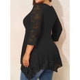 thumbnail image 5 of LapaPlus Women’s Plus Size Lace Tunic Top - 3/4 Sleeve Irregular Hem Blouse, Round Neck Gauze Casual Party T-Shirt, 5 of 6