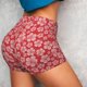 thumbnail image 4 of Fotbe Red Hibiscus Flower Shorts Sin Costuras – Shorts Deportivos de Cintura Alta para Mujer, Elásticos para Gimnasio, Yoga, Running o Ciclismo-Large, 4 of 8