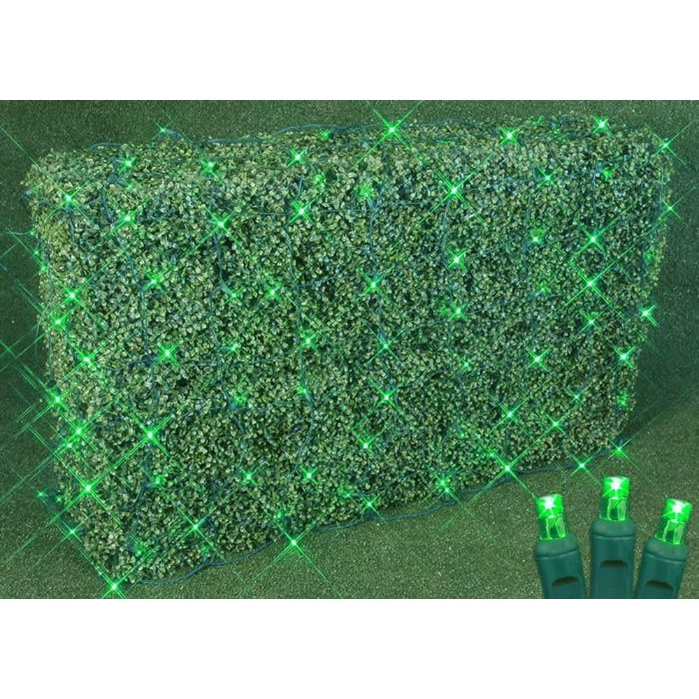 100 Light Christmas LED Net Light Set, 4' X 6', Green, Green Wire