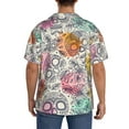 thumbnail image 3 of Logiee Skull and Flowers Print Men's Button Down Shirts Short Sleeve, Summer Beach Shirts,Vacation Wedding Shirts,Men's Casual Button-Down Shirts with Pocket-Medium, 3 of 5