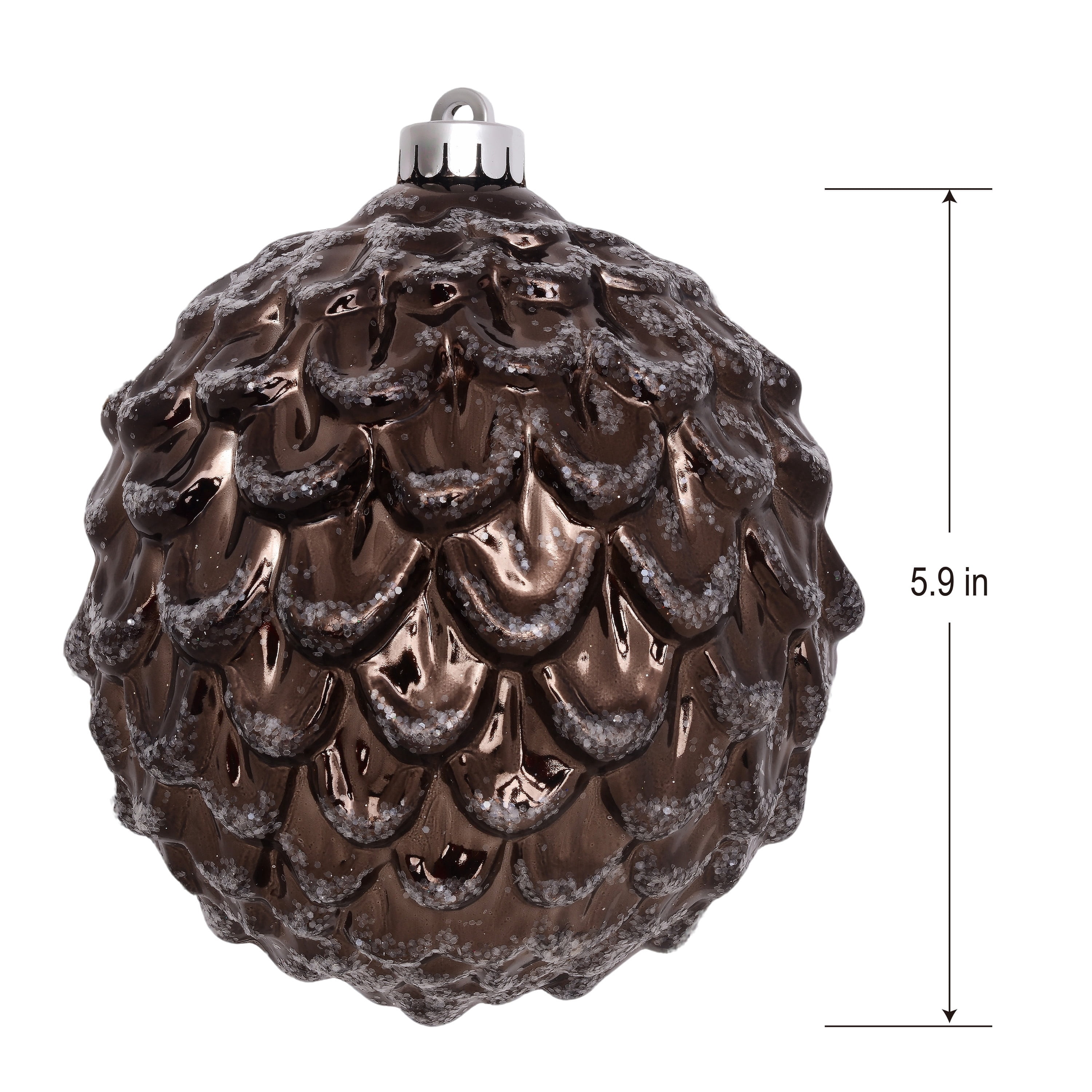 4-Count Brown and Silver Pinecone Shatterproof Christmas Ornaments, 7", by Holiday Time