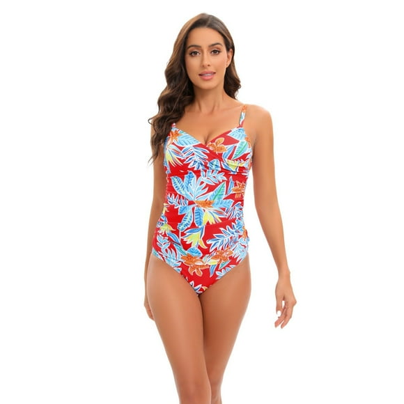 Traje De Baño Completo Femica Estampado Floral Para Mujer