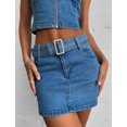 thumbnail image 2 of Lucakuins Faldas de mezclilla para mujer Verano Ajustable Sling Backless Slim Front Zipper Casual Tank Tops Lucakuins  S-XL, 2 of 9