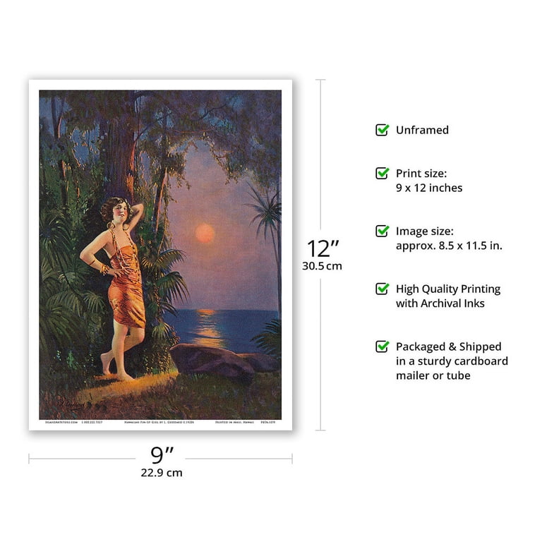 Hawaiian Pin Up Girl - Vintage Pin Up by L. Goddard c.1920s