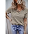 thumbnail image 1 of FOLUNSI Tee-Shirt Col en V Doux Kaki : Polyvalent et Confortable!, 1 of 8