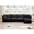 thumbnail image 2 of Luxurious Black Chenille L-Shape Sectional Sofa Couch, 4-Seater Deep Seat with Supple Armrests & 2 Big Pillows, Comfy Living Room Furniture, Easy Assembly, 2 of 21