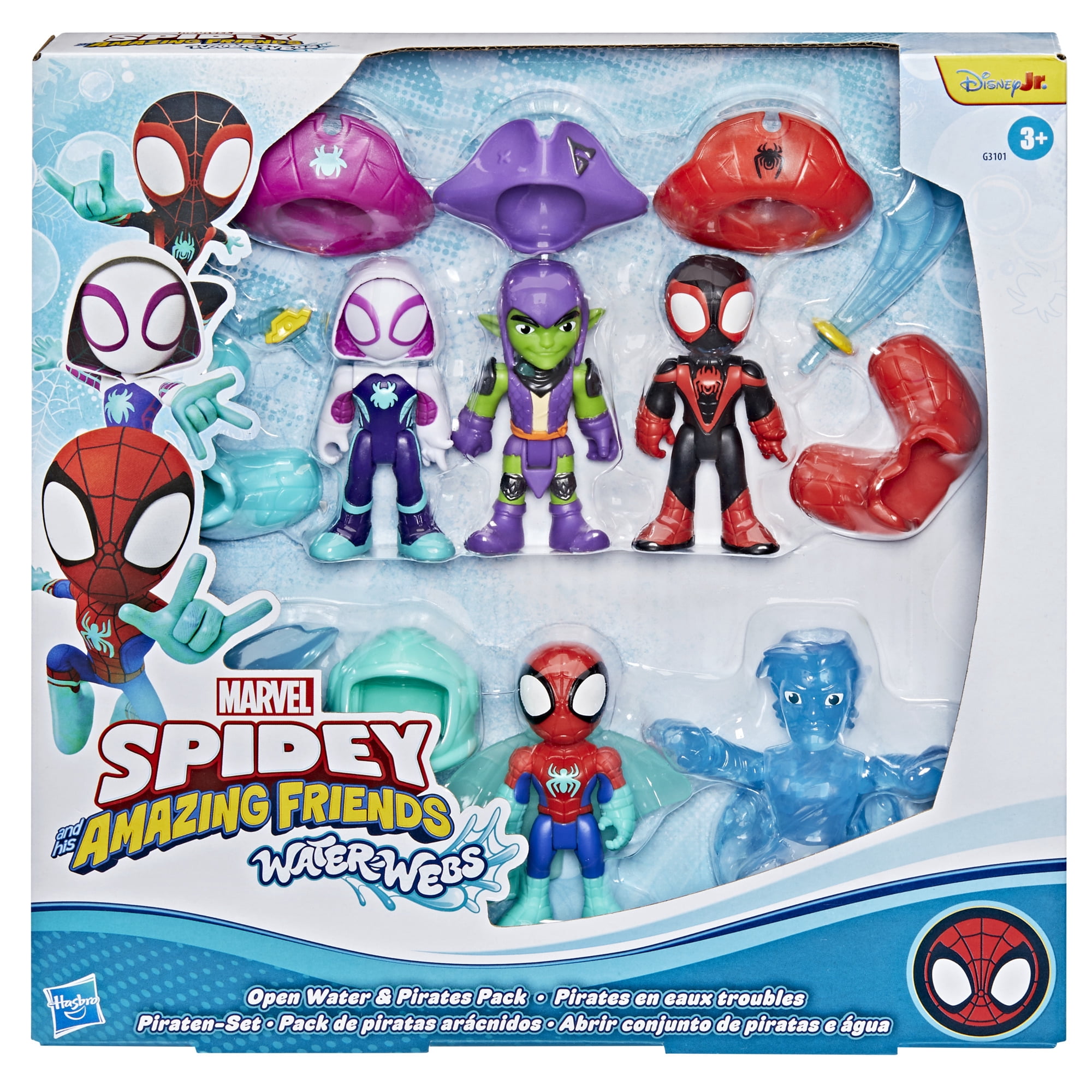 Marvel Spidey and His Amazing Friends Water-Webs Open Water & Pirates Pack Figures, 3+